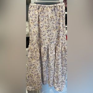 H&M linen blend floral skirt size XS